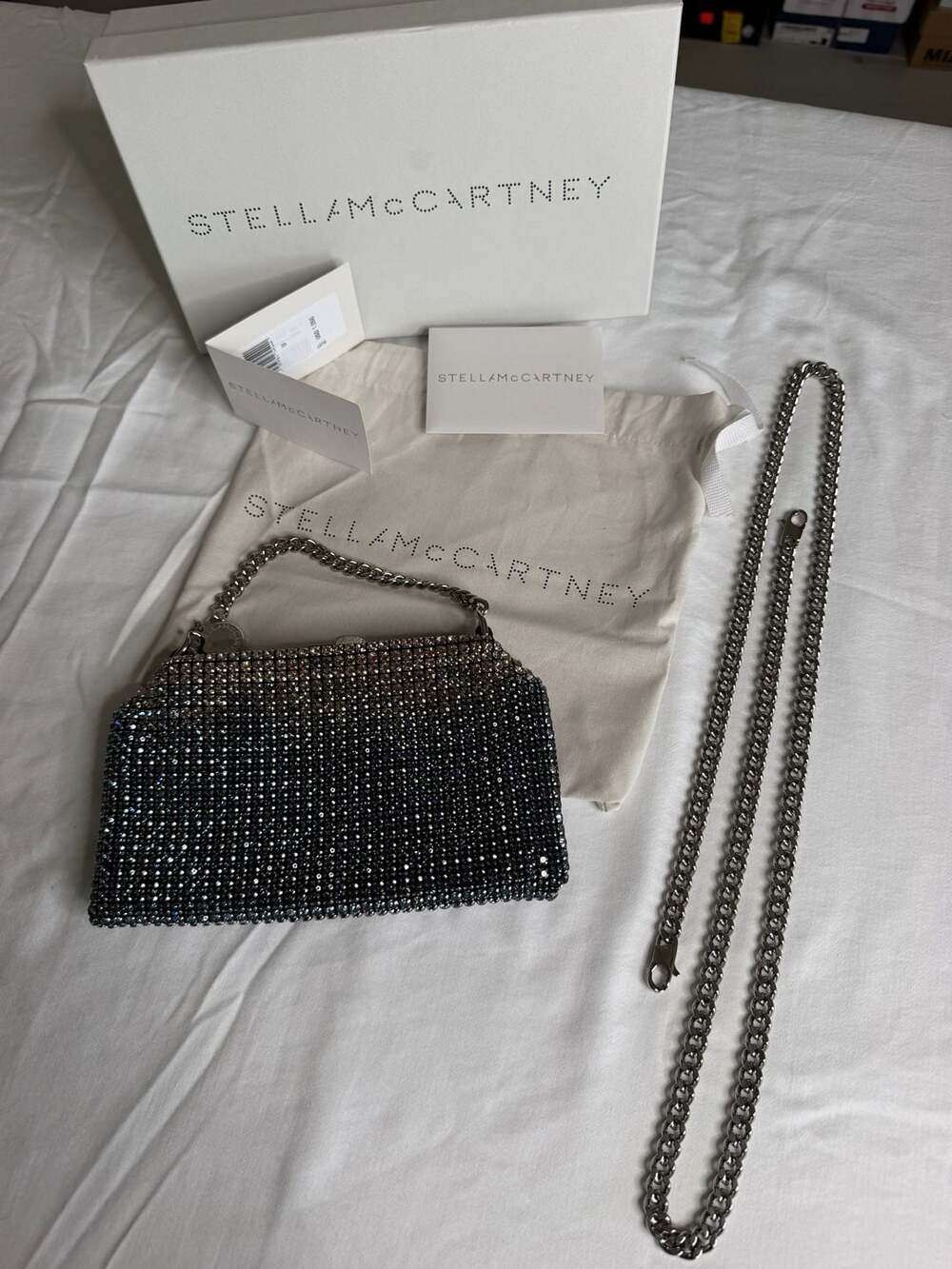 Stella McCartney Falabella Crystal Mesh Crossbody Bag Ink MSRP $1,050 NWT